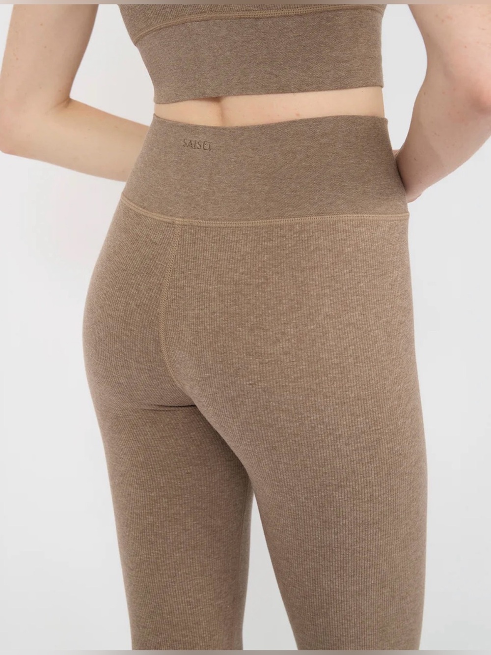 Women's Ribbed Leggings in Taupe